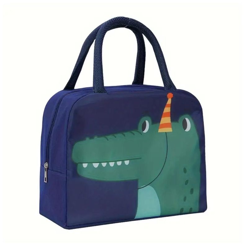 Lonchera Bolsa Termica 23x10x29cm Dinosaurio Azul Kawaii-0