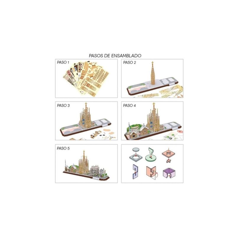 Juguete Puzzle 3D City Line Barcelona 186 Piezas 54x26x17cm-3