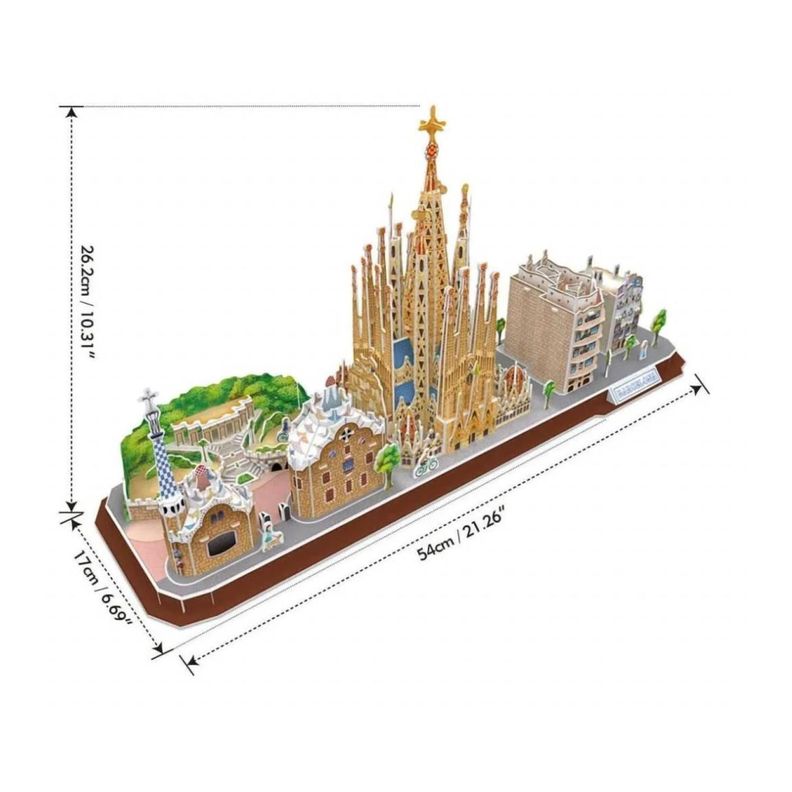 Juguete Puzzle 3D City Line Barcelona 186 Piezas 54x26x17cm-2