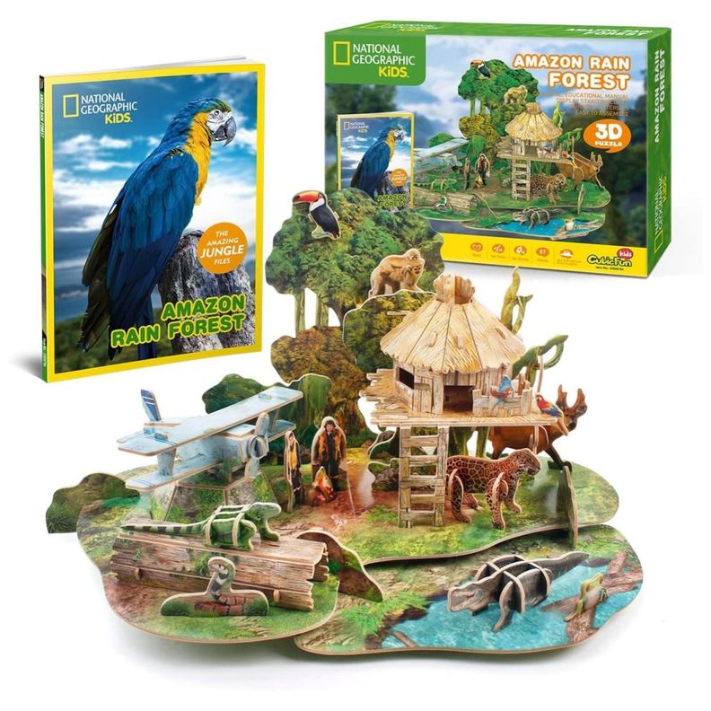 Juguete Puzzle Armable 3D Selva Amazon Bosque 63 Piezas-3