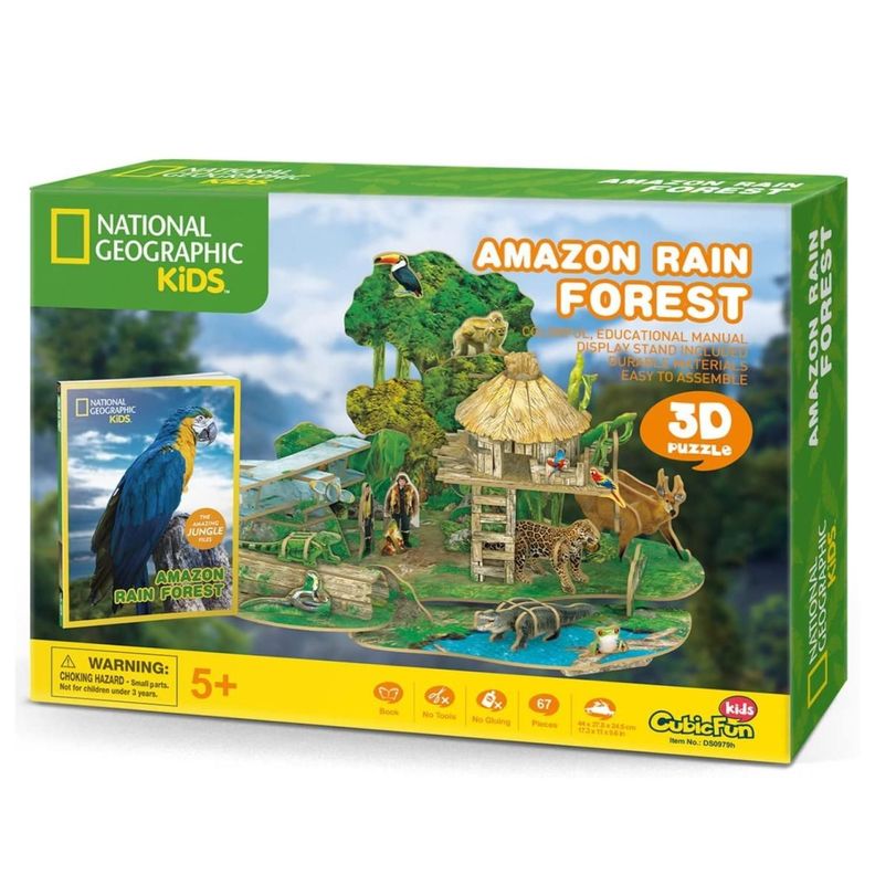 Juguete Puzzle Armable 3D Selva Amazon Bosque 63 Piezas-0