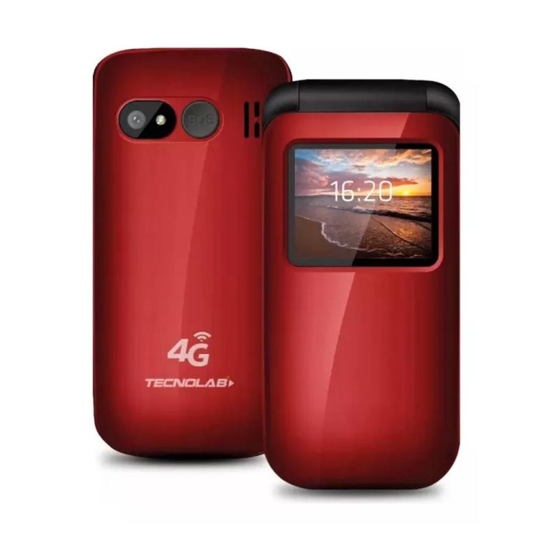 Telefono Senior Adulto Mayor Tipo Almeja 4G Rojo-1