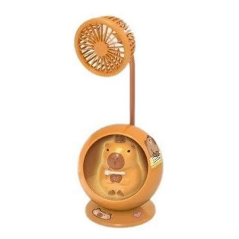 Mini Ventilador Y Lampara De Escritorio USB Capibara Cafe
