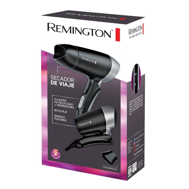 Secador De Pelo De iaje 1400W Plegable Negro D2400 Remington-2