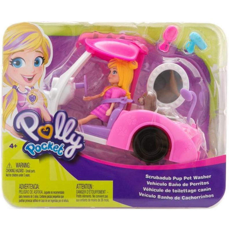 Juguete Auto Baño De Perritos Infantil Rosado Polly Pocket-0