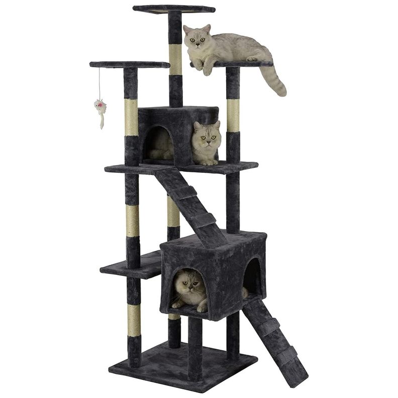 Rascador Ergonomico Para Gatos 160x81x53cm Gris Mascotas-0