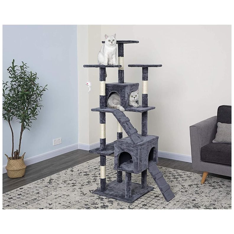 Rascador Ergonomico Para Gatos 160x81x53cm Gris Mascotas-1