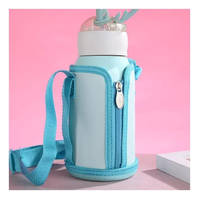 Botella De Agua Portatil 500ml Dino Kawaii Azul Infantil-4