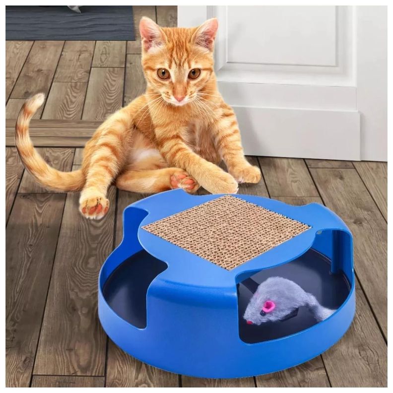 Juguete Interactivo Con Rascador Y Raton Para Gatos Mascota-2