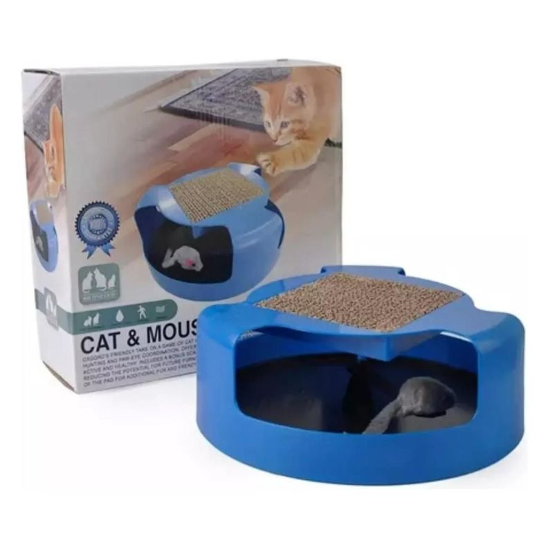 Juguete Interactivo Con Rascador Y Raton Para Gatos Mascota-3