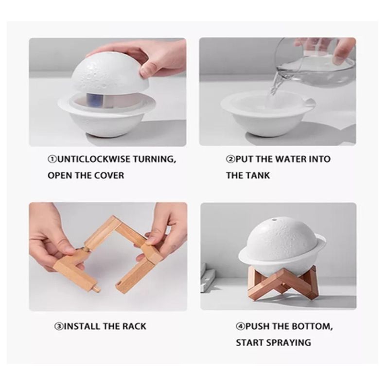 Humidificador Difusor De Aire Lampara Luna 3D 300ml-2
