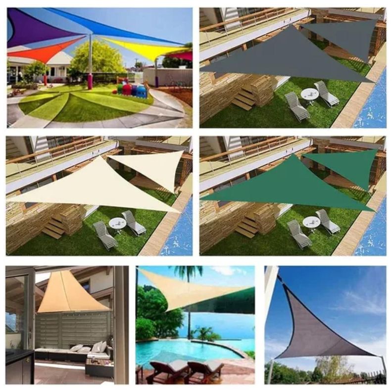 Toldo Vela Malla Sombreadora Triangular Beige 5x5x5Mts Malla Raschel-5