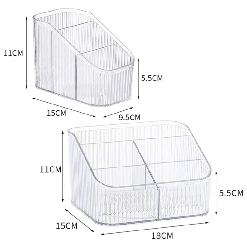 Organizador De Escritorio Oficina 3Comp Plastico Transparente-1