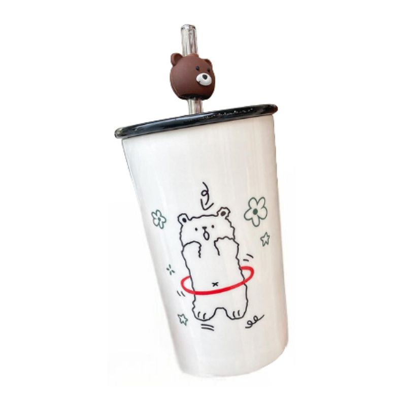 Tazon Taza 400ml Bombilla Ceramica Osito-0