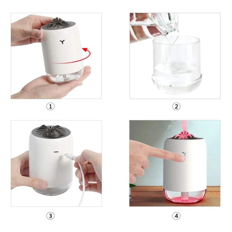 Mini Humidificador Difusor De Aromas 7 Colores LED 260ml-3