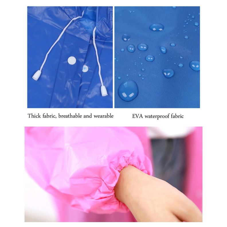 Poncho Impermeable Con Gorro Para Lluvia Rosado-4