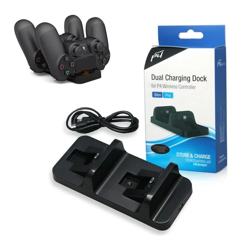 Base Cargador Doble Para Control Joystick PlayStation 4 PS4-4