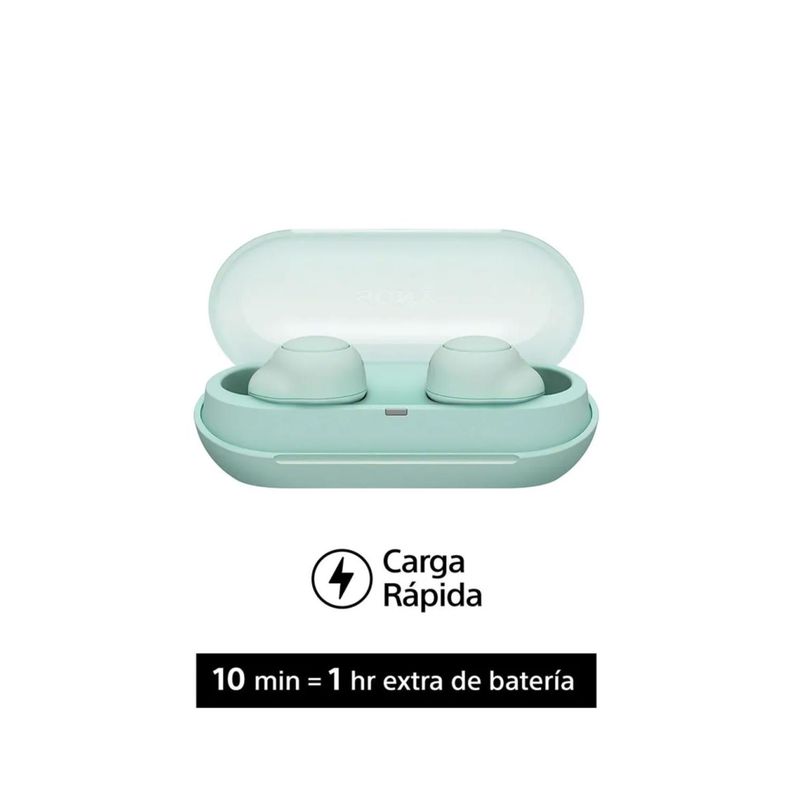 Audifonos Bluetooth TWS IPX4 10H InEar Verde Menta WF-C500-3