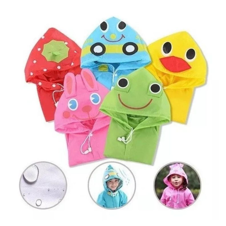 Poncho Impermeable Con Gorro Para Lluvia Infantil Amarillo-2