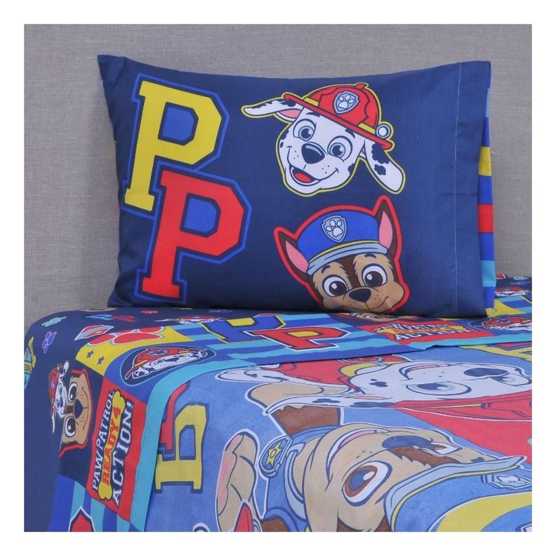 Juego De Sabanas 1.5 Plazas Microfibra Infantil Azul Paw Patrol-2