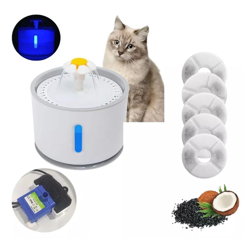 Bebedero Electrico 2400ml Para Mascotas Filtro Purificador-1