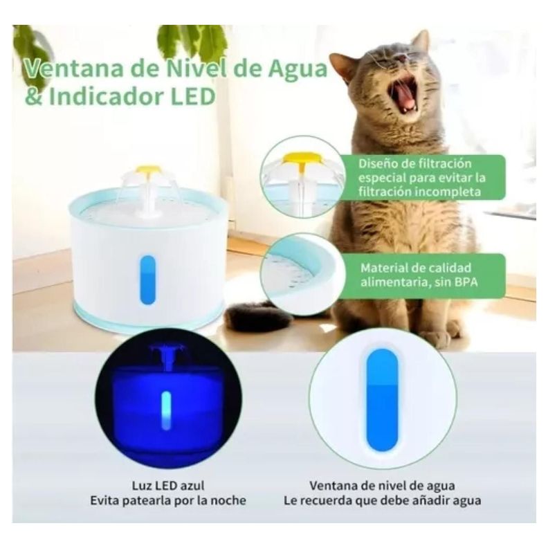 Bebedero Electrico 2400ml Para Mascotas Filtro Purificador-3