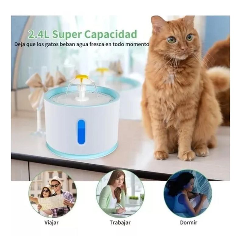 Bebedero Electrico 2400ml Para Mascotas Filtro Purificador-6