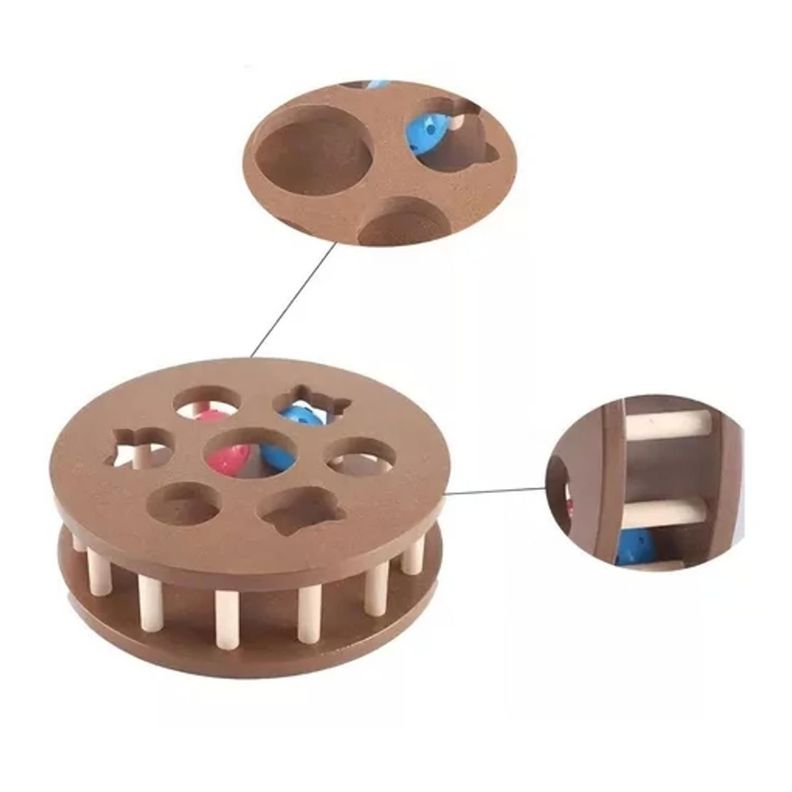 Juguete Interactivo Para Gatos Rueda De Madera Mascotas-1