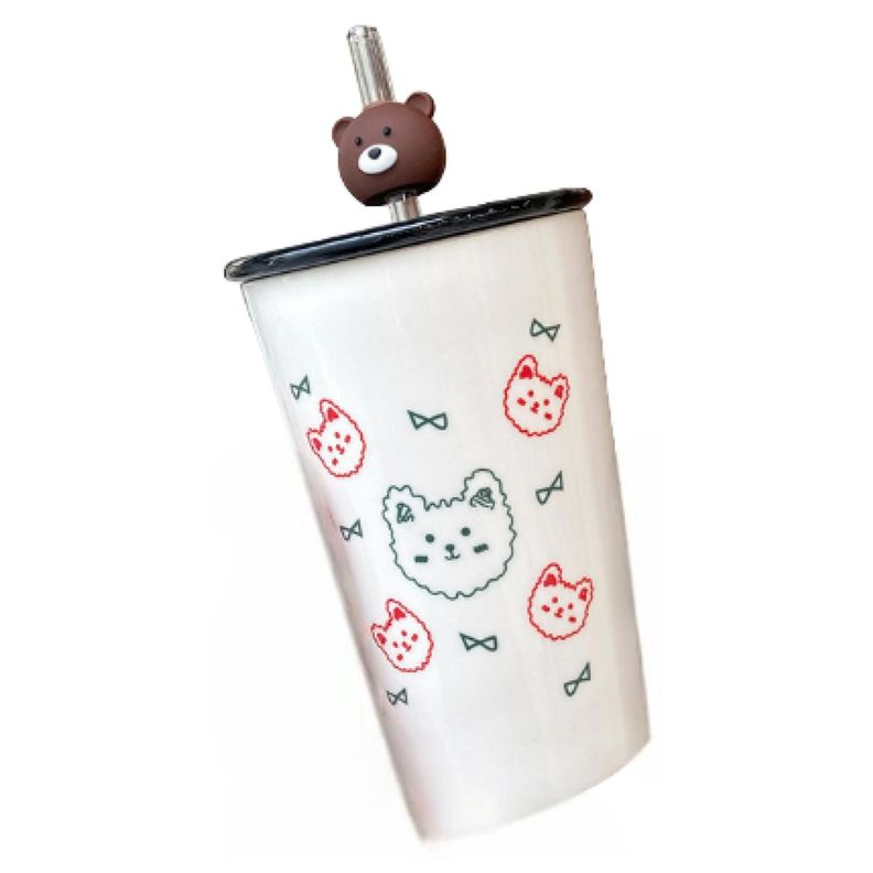 Tazon Taza 400ml Bombilla Ceramica Diseño Ositos-0