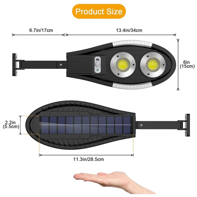 Foco Solar 20W Exterior Sensor De Movimiento 35x15cm Negro-1