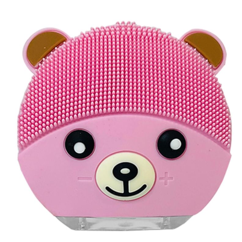 Cepillo Limpieza Facial Sonico De Silicona USB Osito Rosado-0