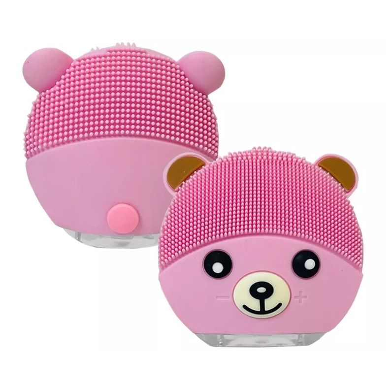 Cepillo Limpieza Facial Sonico De Silicona USB Osito Rosado-3