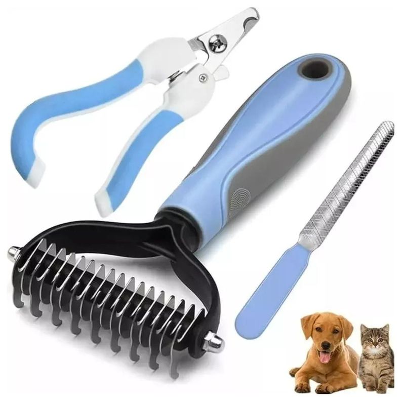 Pack De Limpieza Para Mascotas Corta Uñas Lima Cepillo-1