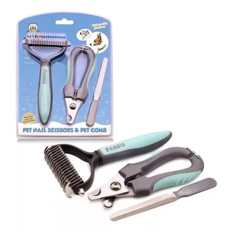 Pack De Limpieza Para Mascotas Corta Uñas Lima Cepillo-5