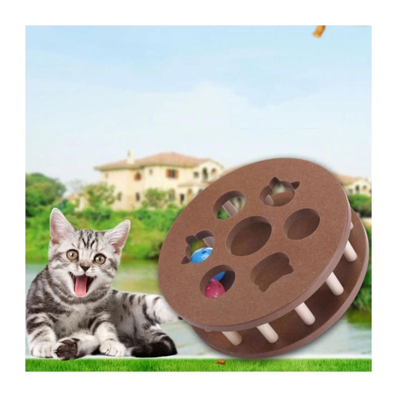 Juguete Interactivo Bola Madera Rompecabezas Gatos Mascotas-3