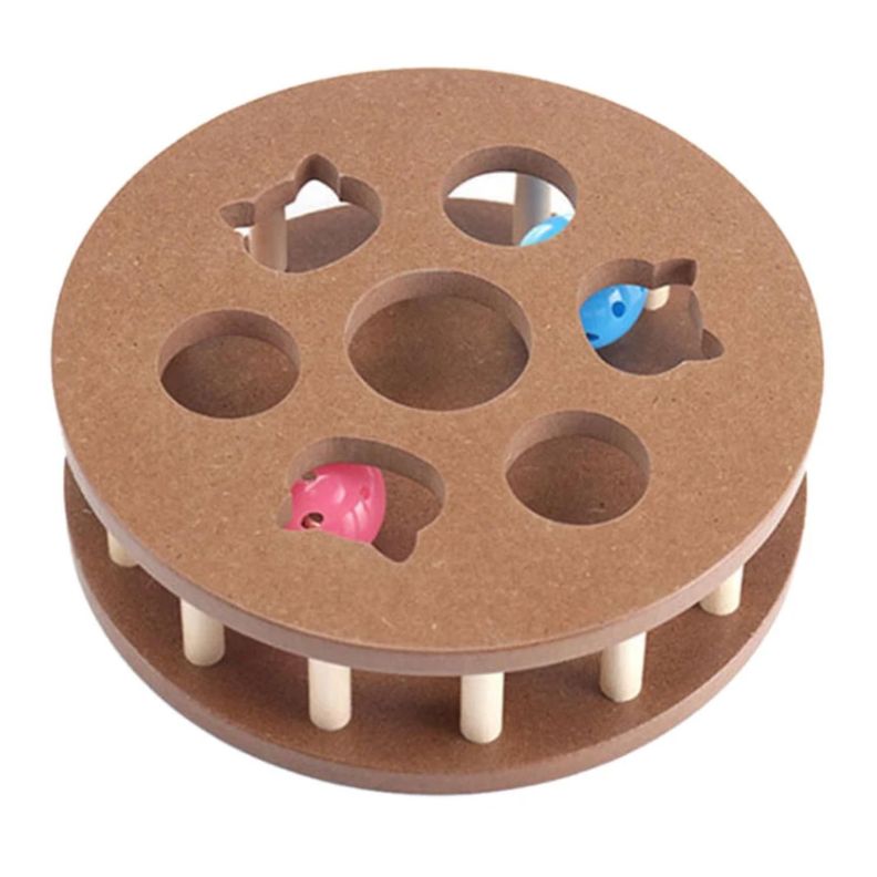 Juguete Interactivo Bola Madera Rompecabezas Gatos Mascotas-0