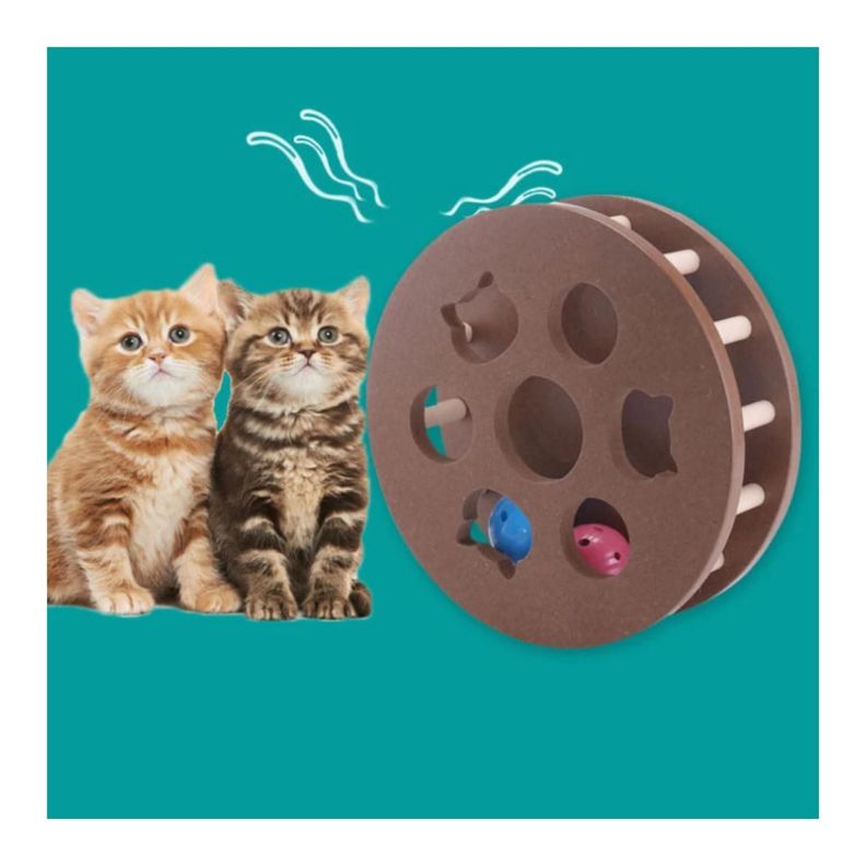 Juguete Interactivo Bola Madera Rompecabezas Gatos Mascotas-4
