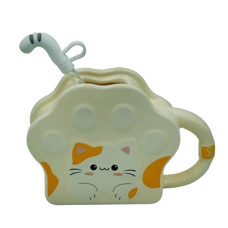 Tazon Taza De Ceramica Con Bombilla Diseño Huella -0