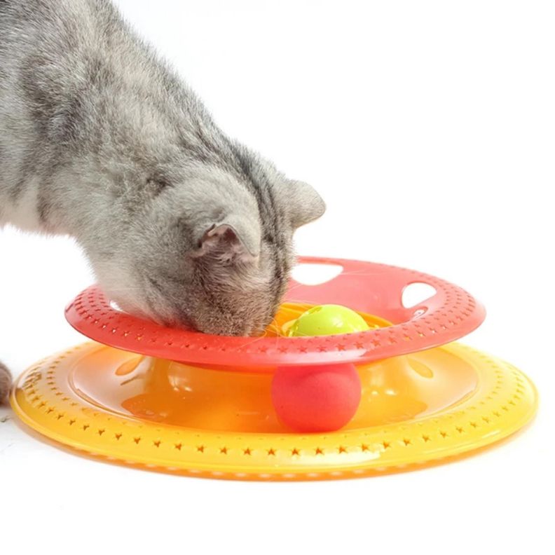 Plato Tazon De Comida Para Gatos Antiansiedad Con Pelotas-1