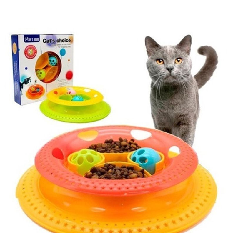 Plato Tazon De Comida Para Gatos Antiansiedad Con Pelotas-3