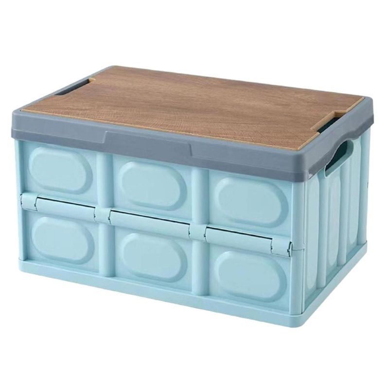 Caja Organizadora Plegable 29x35x52cm Plastico Celeste-0