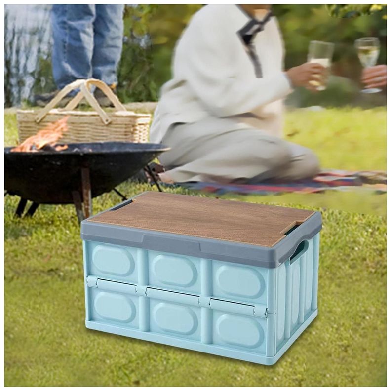Caja Organizadora Plegable 29x35x52cm Plastico Celeste-3