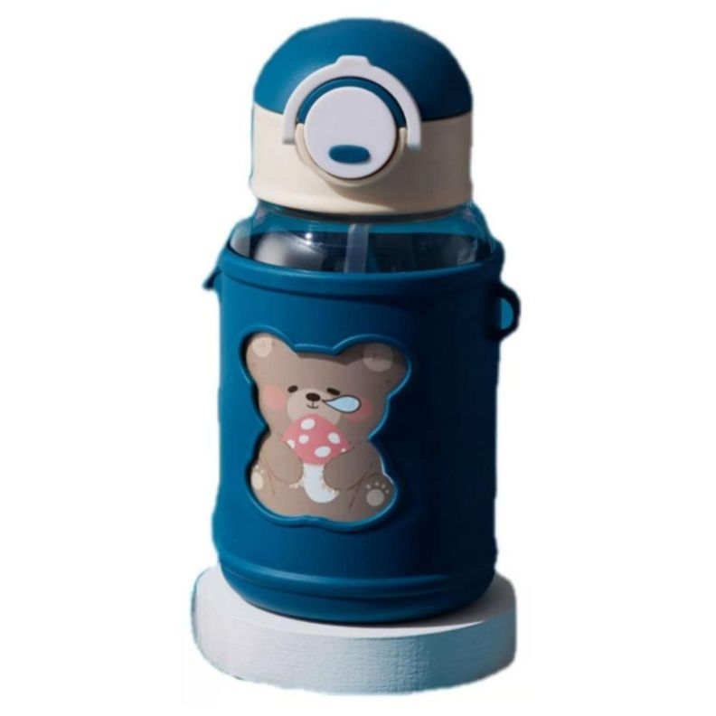 Botella De Agua Portatil 620ml Osito Kawaii Azul Infantil-0