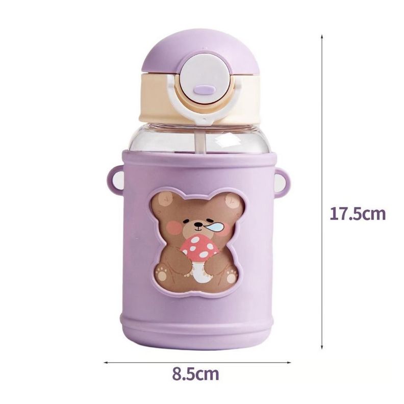 Botella De Agua Portatil 620ml Osito Kawaii Azul Infantil-2