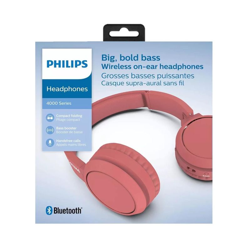 Audifonos Bluetooth Over Ear Rojo Bass TAH4205-5