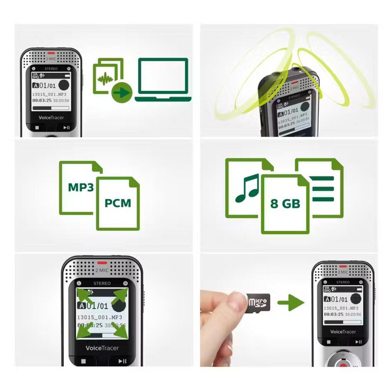 Grabadora De Voz 8GB Jack 3.5 VoiceTracer DVT2050-4