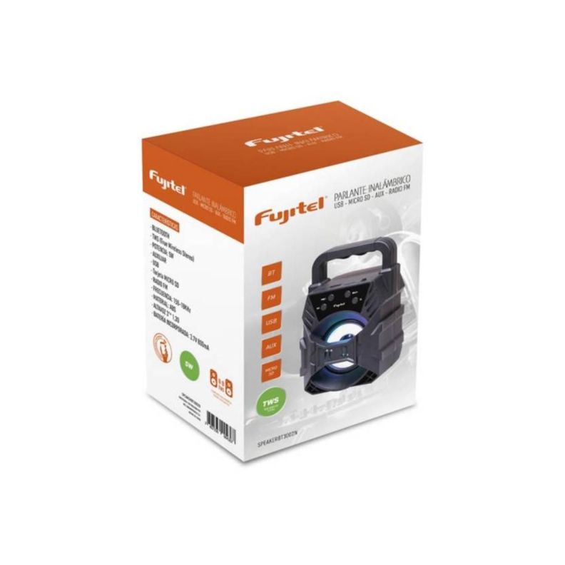 Parlante Portatil Bluetooth 5WRMS USB Negro Fujitel -1