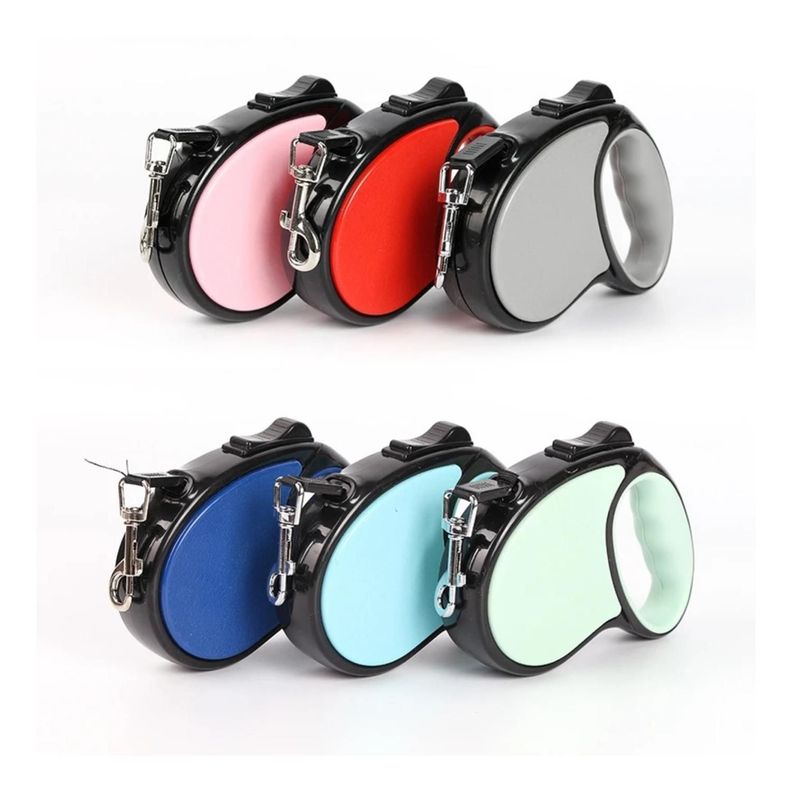 Cuerda Retractil 5M Flexible Paseo De Perro Cachorro Rosado-4
