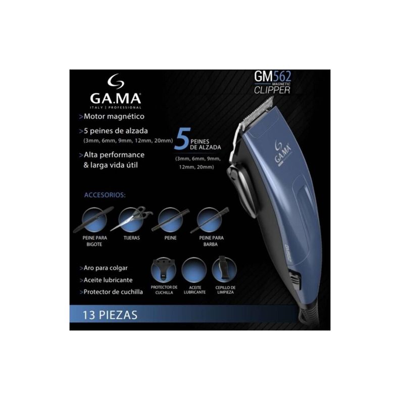 Maquina Corta Pelo Barba 13 Accesorios Azul GM562 Gama-3