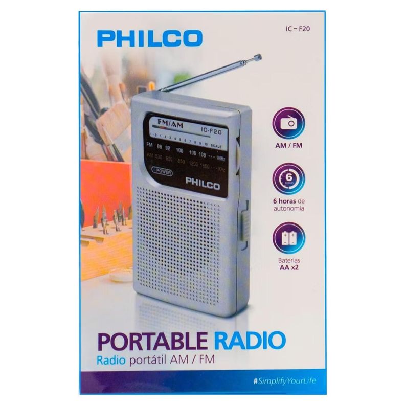 Radio De Bolsillo Retro AM FM Gris ICF-20-2